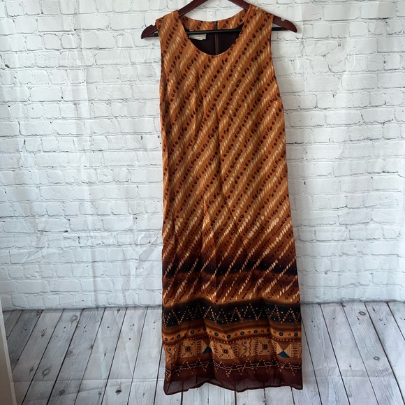Coldwater Creek orange & brown cheetah print dress size S - Picture 5 of 10